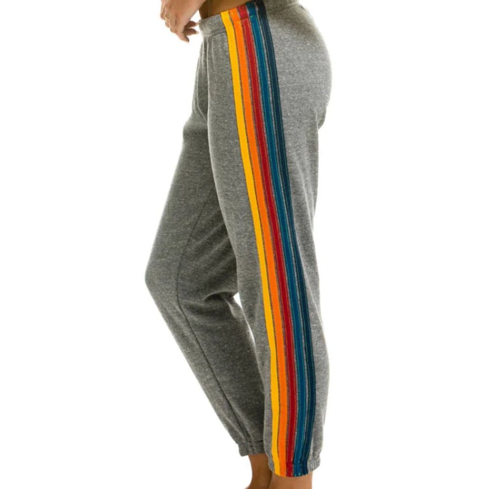 Aviator nation 5 STRIPE SWEATPANTS - HEATHER GREY (yellow blue red and orange)